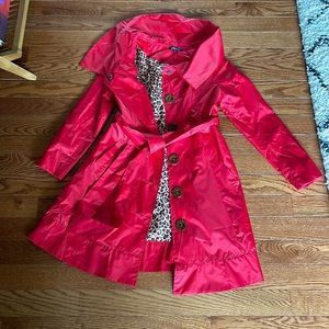 Women’s Red & Cheetah Trenchcoat